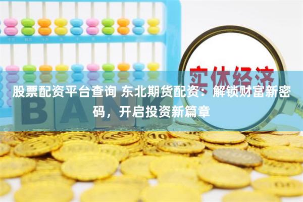 股票配资平台查询 东北期货配资：解锁财富新密码，开启投资新篇章
